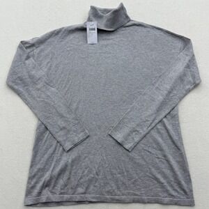 J Jill Turtleneck Sweater Size S Small Grey Heather Silk Cotton Blend Casual